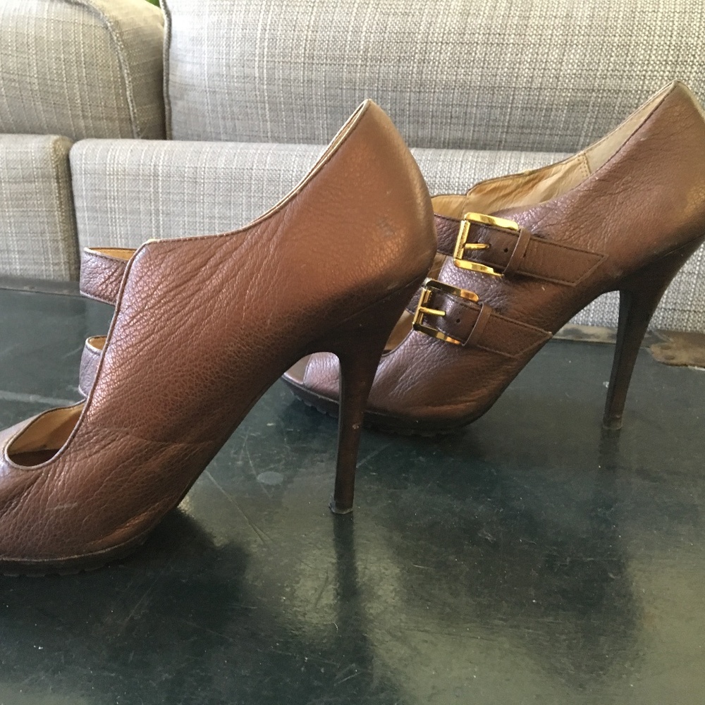 Michael Kors Leather Peep Toe Heel